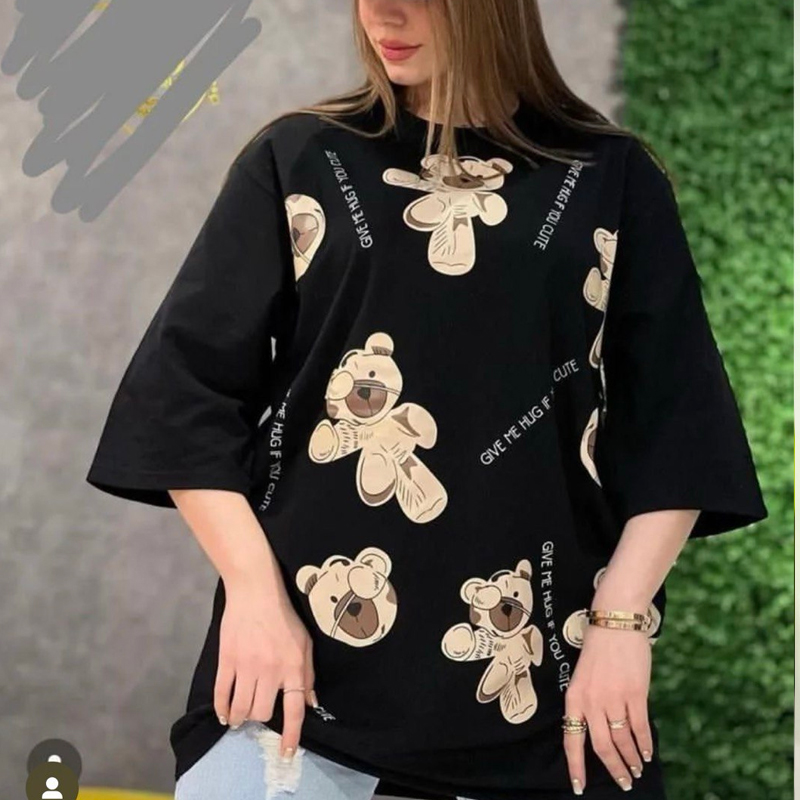 تیشرت لانگ چاپ تدی (پک 4 عددی)