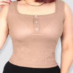 کراپ یقه خشتی ۳ دکمه  (پک 6 عددی)