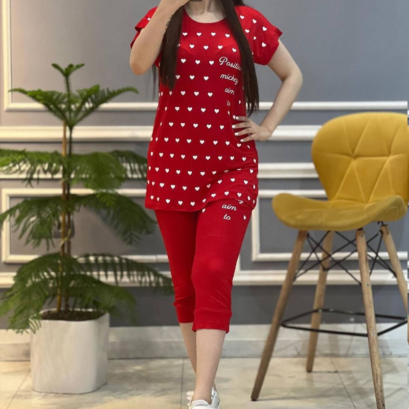 ست تیشرت شلوارک قلبی  (پک 6 عددی)