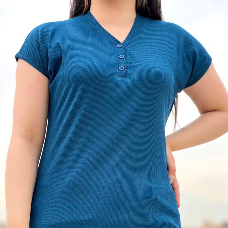 تیشرت یقه هفت ۳ دکمه(پک5 عددی)