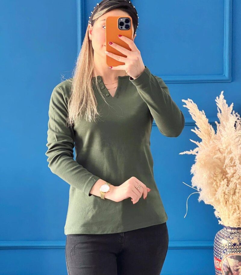 بلوز یقه V سه دکمه(پک 6عددی)