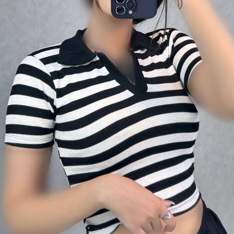 کراپ راه راه یقه مردانه(پک 6عددی)