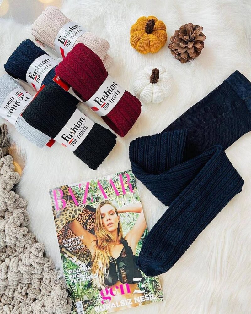 جوراب شلواری گندمی بافتنی اعلا(پک 6 عددی)