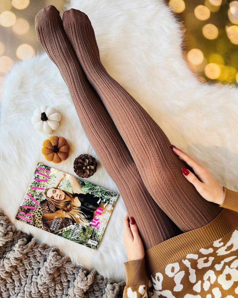 جوراب شلواری گندمی بافتنی اعلا(پک 6 عددی)