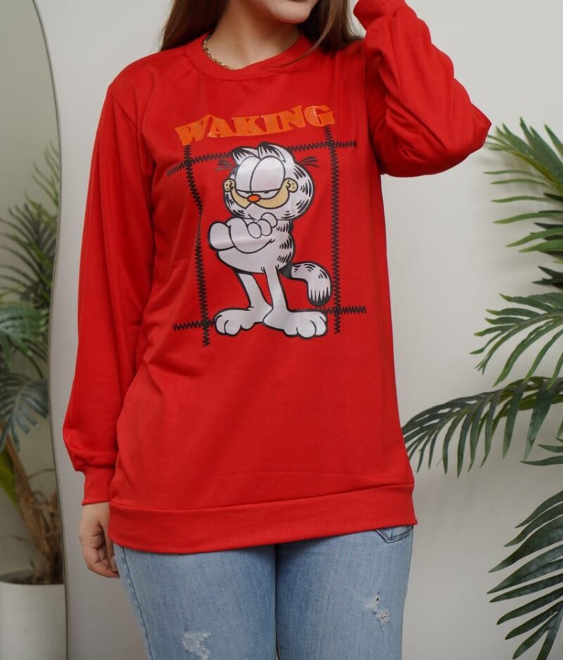 بلوز آستین بلند۲طرف چاپ گارفیلد(پک 6 عددی)