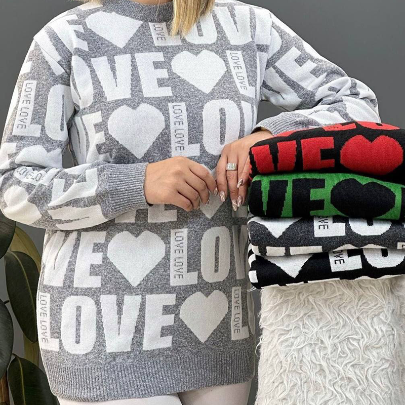 تونیک بافت كيسه اي طرح LOVE(پک 6 عددی)