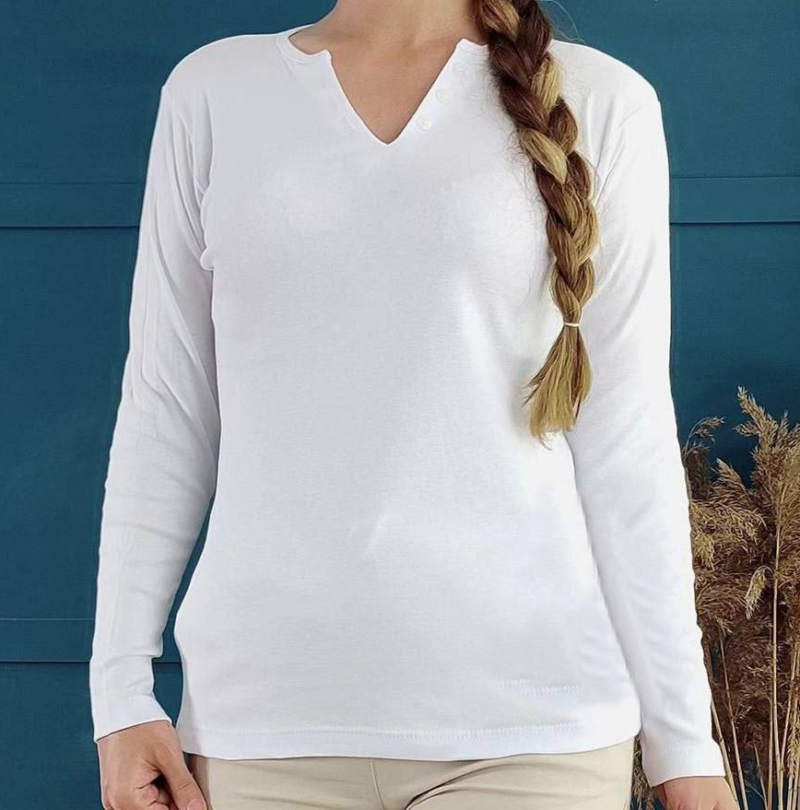 بلوز یقه V سه دکمه(پک 6عددی)