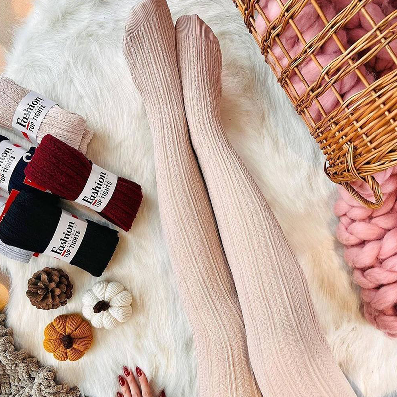 جوراب شلواری گندمی بافتنی اعلا(پک 6 عددی)