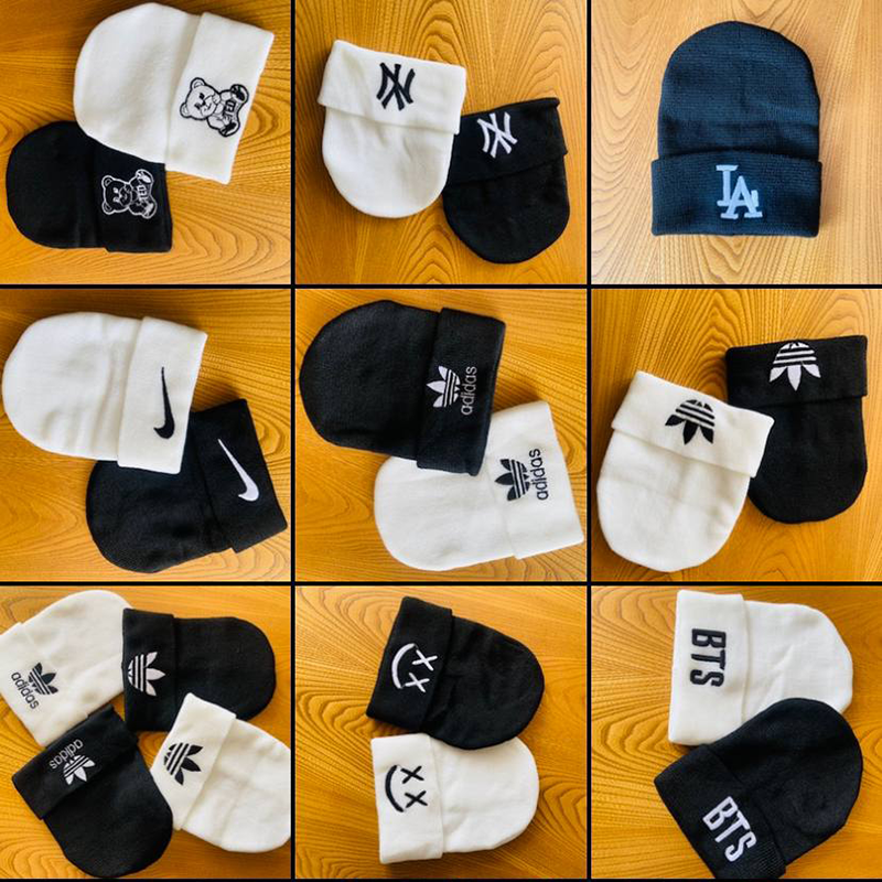 کلاه بافت گلدوزی میکس (پک 12 عددی)