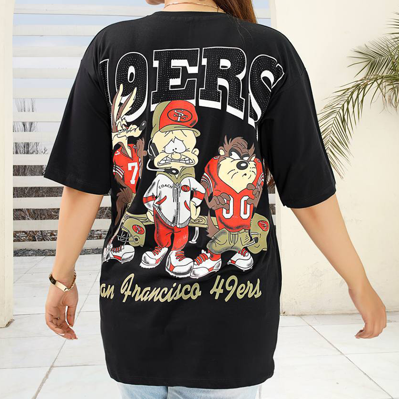 تیشرت لانگ گرگ نگین دار (پک 4عددی)