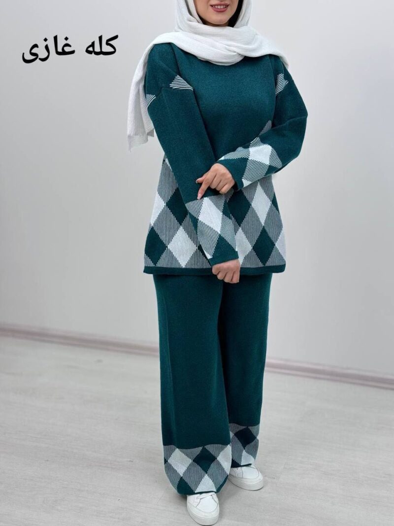 ست بافت تونیک شلوار لوزی(پک5 عددی)