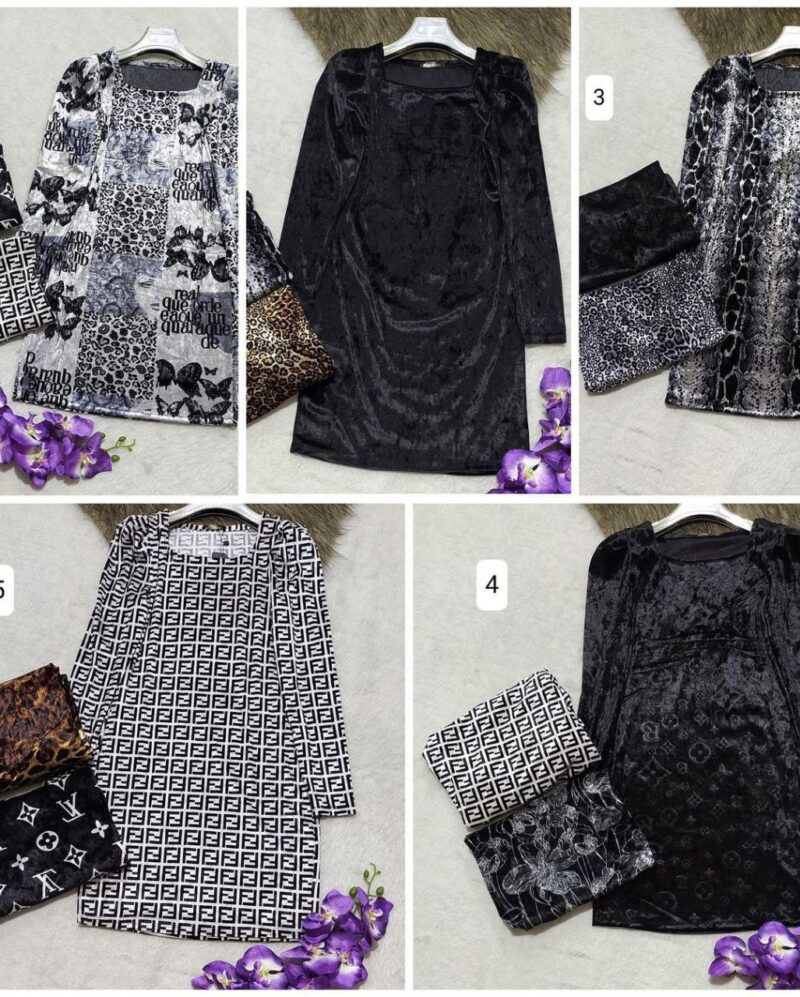 تونیک مخمل یقه گرد(پک6 عددی)