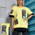 تیشرت لانگ سوپر لش تیکه دوزی رنگی (پک 6 عددی)