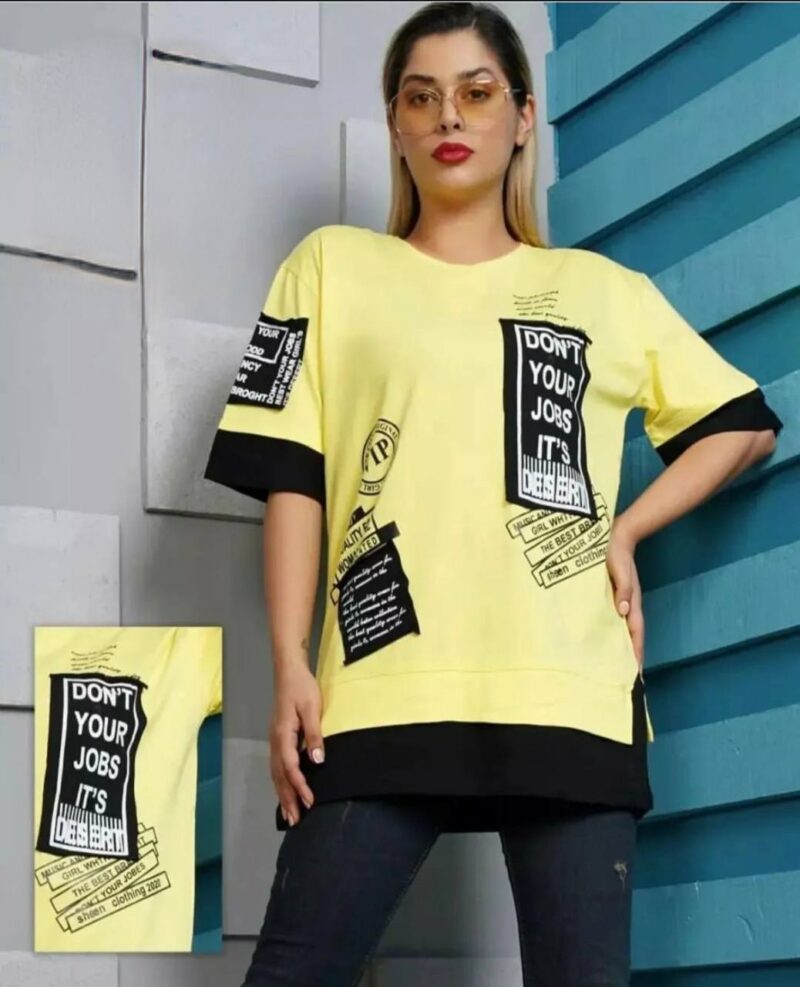 تیشرت لانگ سوپر لش تیکه دوزی رنگی (پک 6 عددی)