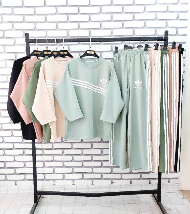 ست بلوز شلوار جیبدار چاپ آدیداس(پک 6 عددی)