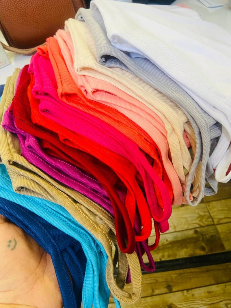 تاپ ۲ بندی کبریتی رنگی (پک 6 عددی)