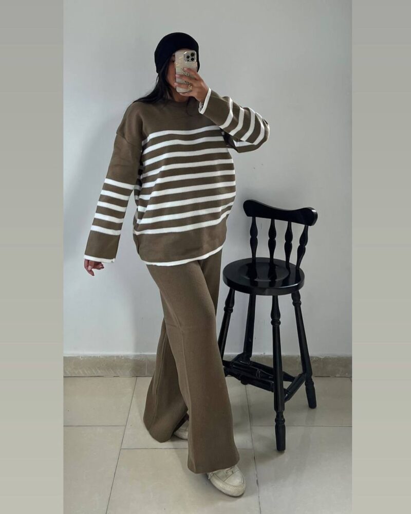 ست بافت تونیک شلوار پایین کش(پک3 عددی)