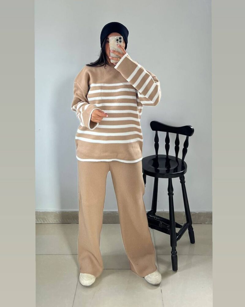 ست بافت تونیک شلوار پایین کش(پک3 عددی)