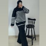 ست بافت تونیک شلوار پایین کش(پک3 عددی)