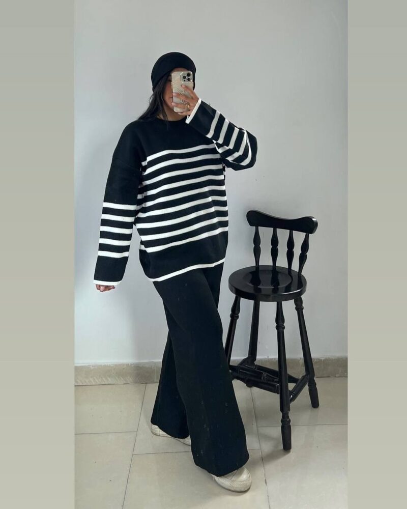 ست بافت تونیک شلوار پایین کش(پک3 عددی)