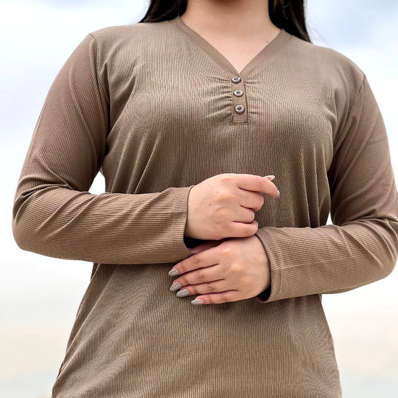 بلوز آستین بلند یقه هفت ۳ دکمه (پک 5 عددی)