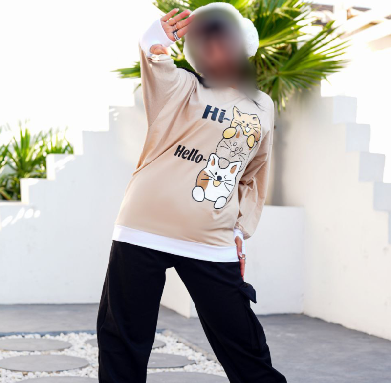 بلوز دورس چاپ و نگین فینگر دار(پک 4 عددی)