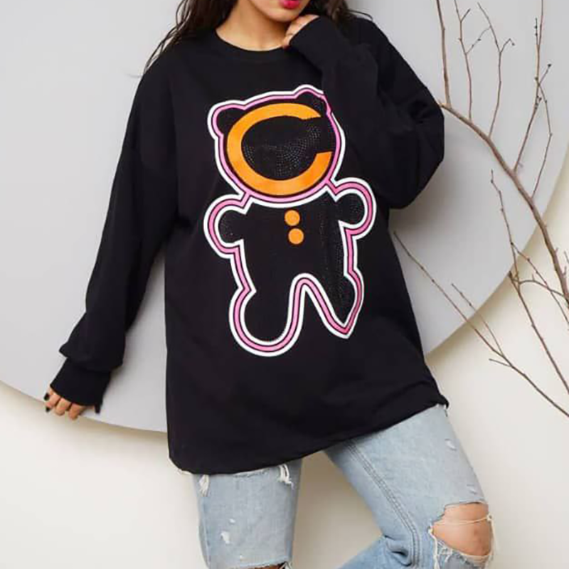 بلوز لانگ چاپ موش فضایی تمام نگینی(پک 3 عددی)