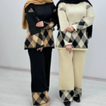 ست بافت تونیک شلوار لوزی(پک5 عددی)