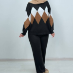 ست بافت تونیک شلوار لوزی(پک5 عددی)