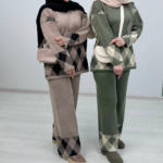 ست بافت تونیک شلوار لوزی(پک5 عددی)