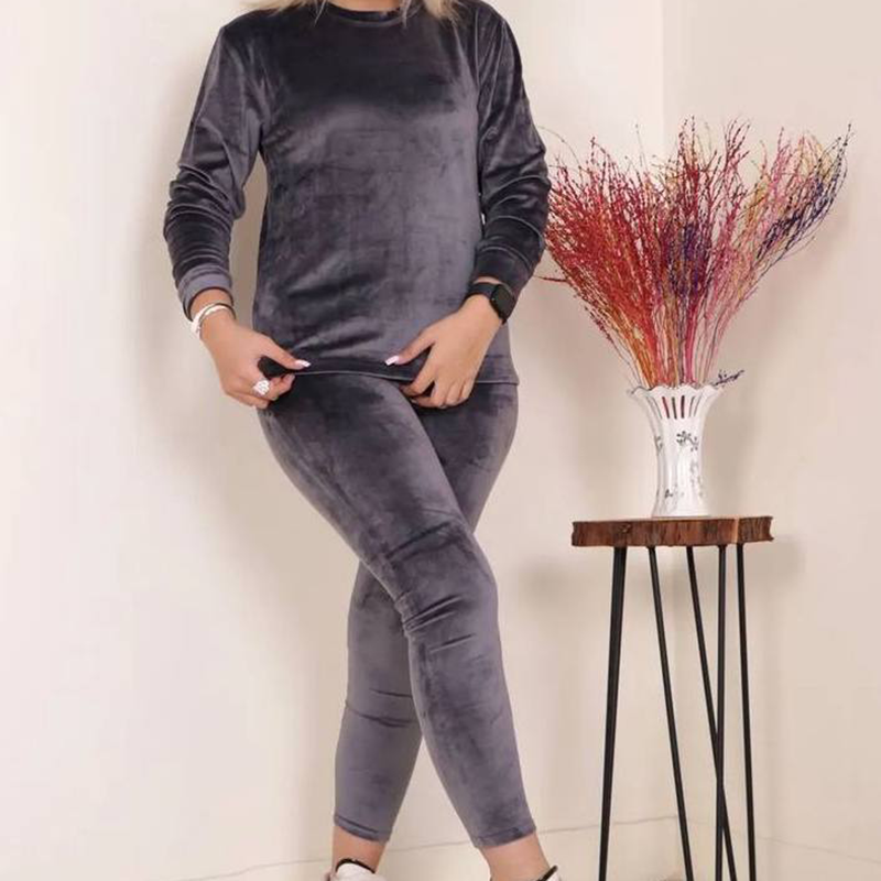 ست بلوز شلوار مخمل روباهی(پک 6 عددی)