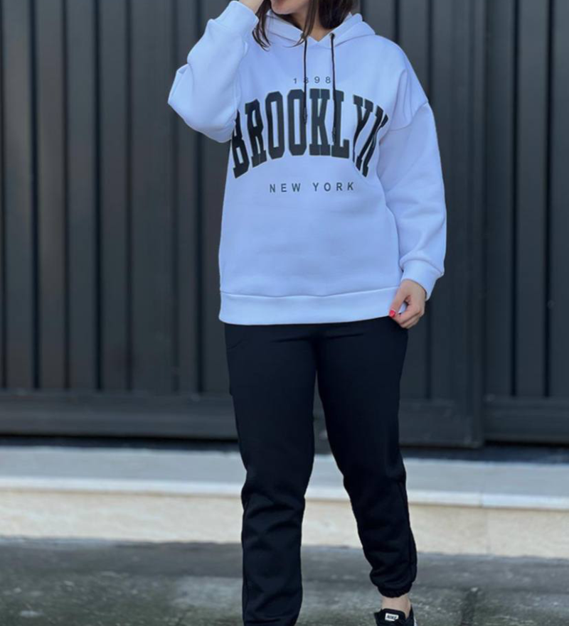 ست هودی شلوار جیبدار چاپ بروکلین (پک 4 عددی)