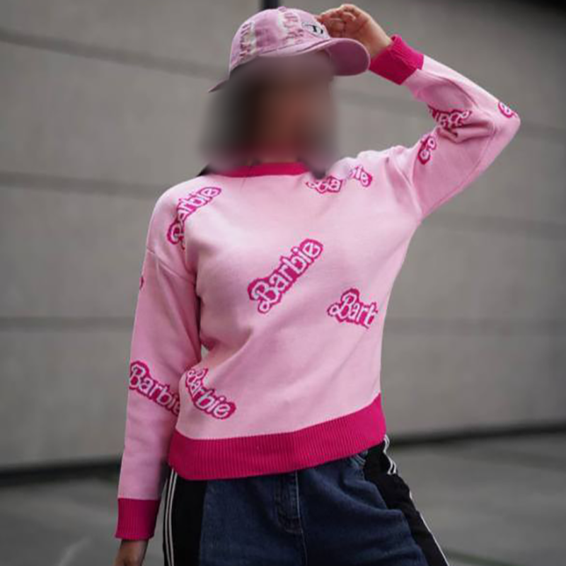 بلوز بافت حرفه ای طرح نوشته چند باربی(پک 3 عددی)