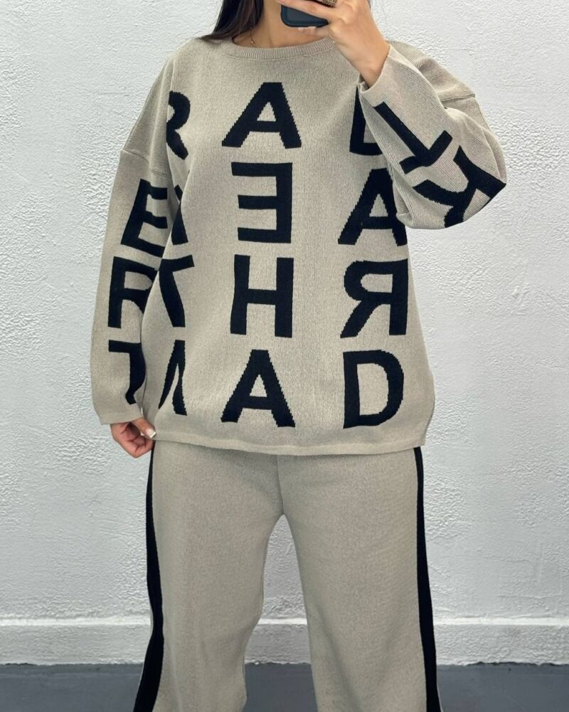 ست بلوز و شلوار بافت حروف انگلیسی (پک 4 عددی)