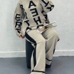 ست بلوز و شلوار بافت حروف انگلیسی (پک 4 عددی)