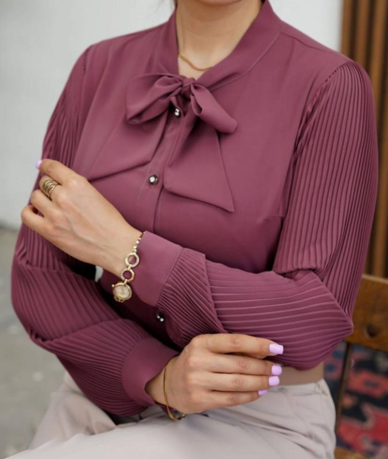 شومیز استین‌پلیسه کرواتی (پک 4 عددی)