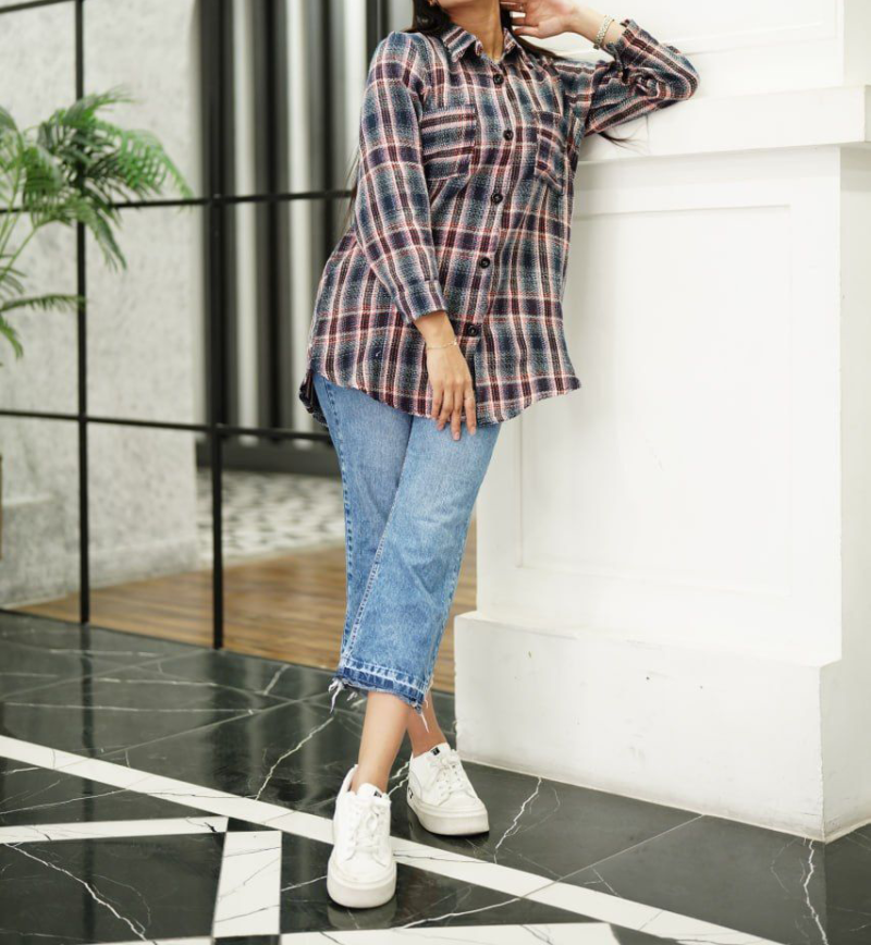 مانتو چهارخونه پشمی(پک 3 عددی)