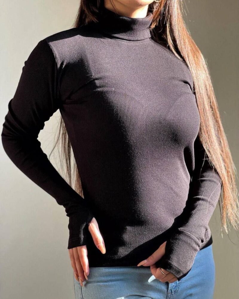 بلوز استین دار یقه اسکی فینگری (پک 6 عددی)