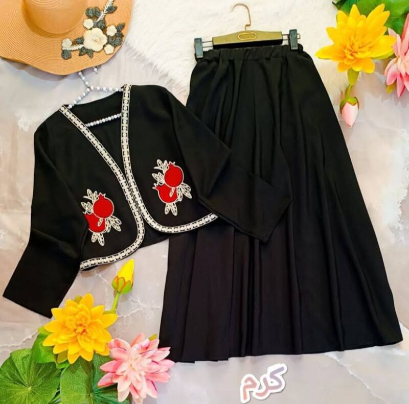 کت  ودامن گلدوزی انار (پک 3 عددی)