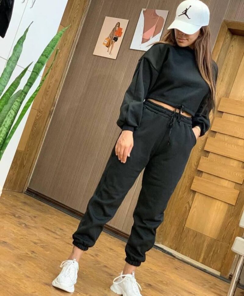 ست هودی کراپ و شلوار اسلش (پک 6 عددی)