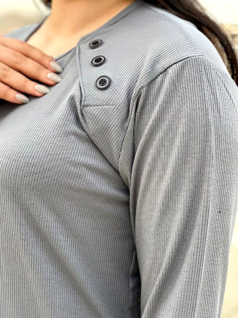 بلوز آستین بلند ۳دکمه مورب (پک 6 عددی)