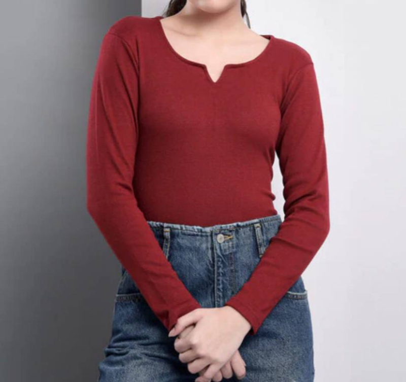 کراپ آستین دار یقه V (پک 6 عددی)