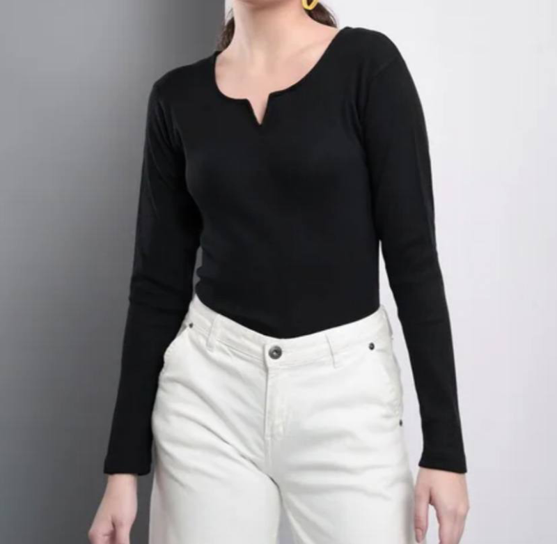 کراپ آستین دار یقه V (پک 6 عددی)