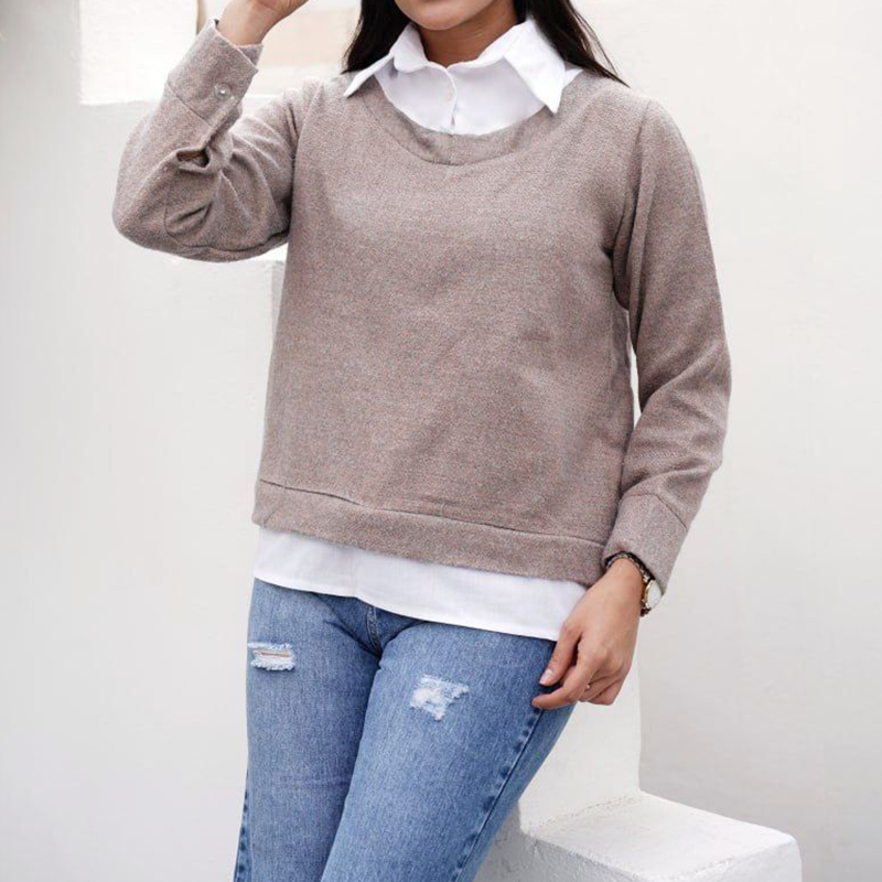 بلوز ۲تیکه یقه مردانه (پک 4 عددی)