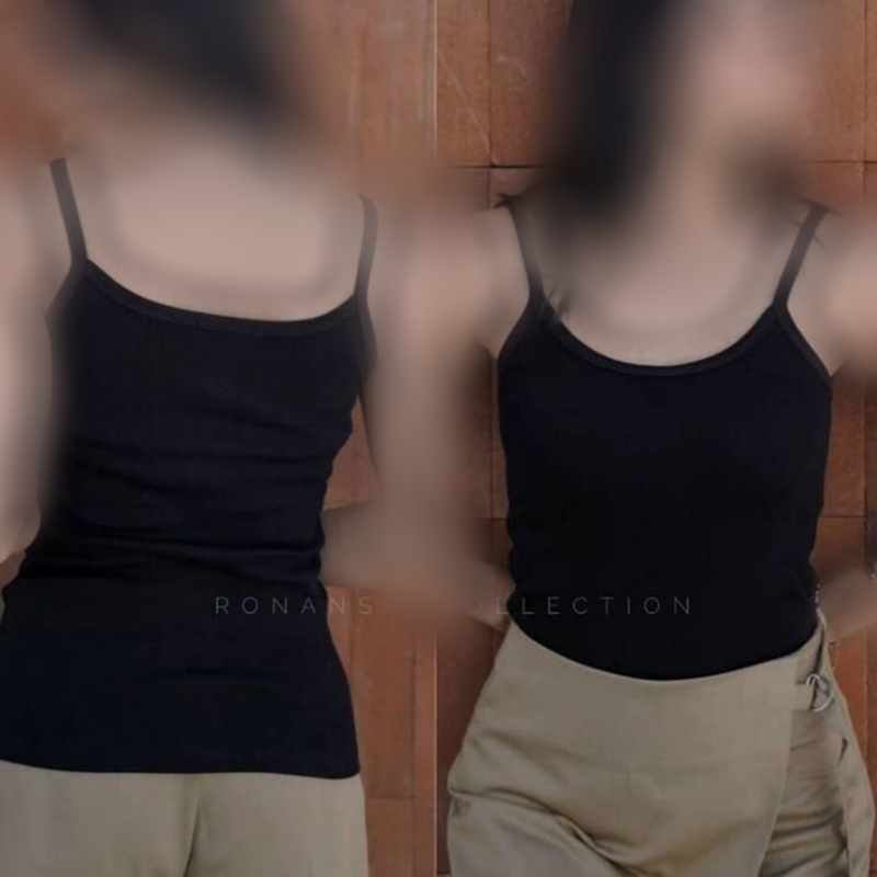 تاپ ۲ بندی مشکی کبریتی (پک 6 عددی)