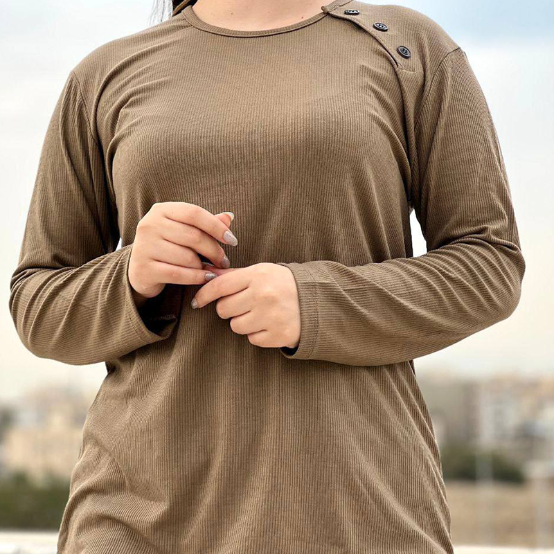 بلوز آستین بلند ۳دکمه مورب (پک 6 عددی)