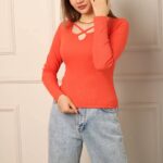 بلوز آستین دار یقه ضربدری (پک 6 عددی)