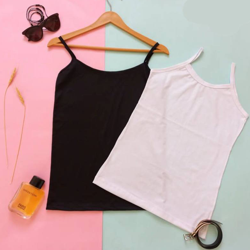 تاپ ٢بندى سفید مشکی (پک 6 عددی)