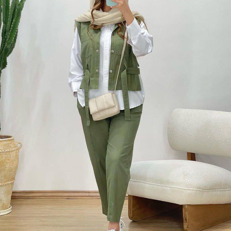 جلیقه  وشلوار و شومیز ۳ تیکه (پک 4 عددی)