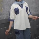 تونیک مانتو دوجیب یقه هفت (پک 5 عددی)